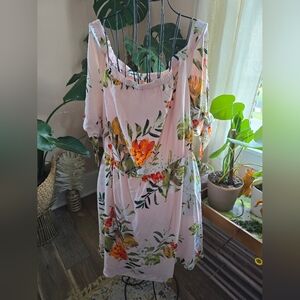 NY & Co Tropical Print Off Shoulder Dress